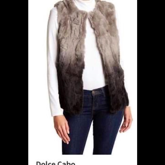 NWT Dolce Cabo Two-Tone Rabbit Fur Vest size small - Picture 9 of 9